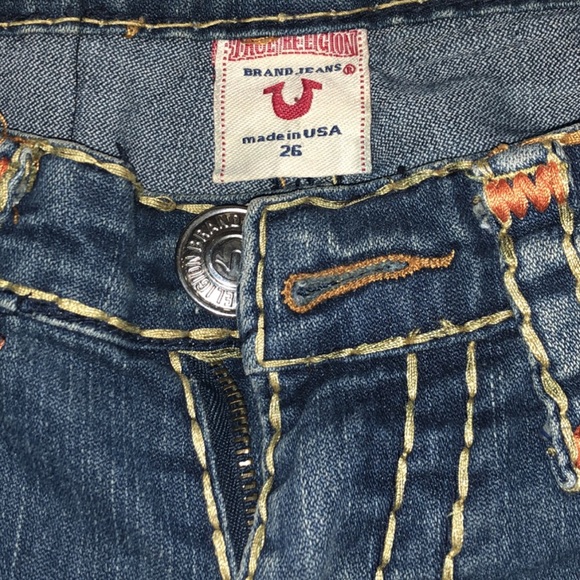 True Religion Yellow & Orange Trim Jeans - Picture 2 of 2